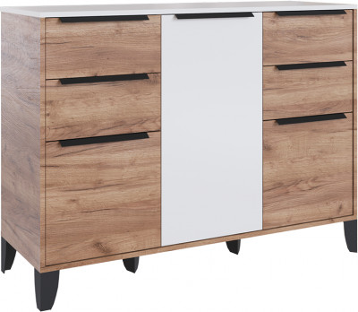 Малави Комод МК дуб крафт табачный/белый глянец