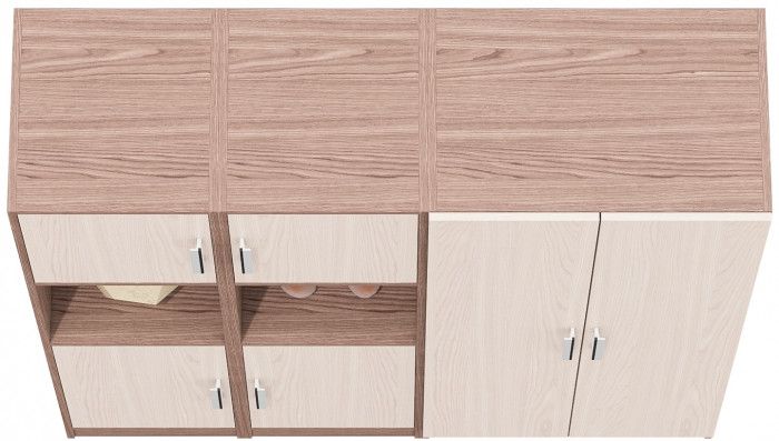 Шкаф С-МД-СК9Ш+Пенал С-МД-СК9П+Пенал С-МД-СК9П, ясень шимо светлый/ясень шимо тёмный