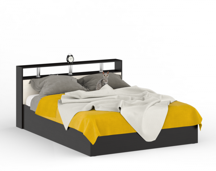 Камелия спальня № 2 Кровать 1600 + Две тумбы + Стол косметич. + Зеркало + Шкаф 4-х, венге/дуб лоредо