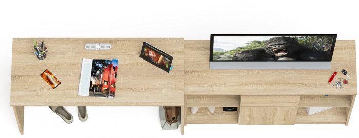 Мори письменный стол МСП1200.1 + Тумба МТВ1204.1, дуб сонома