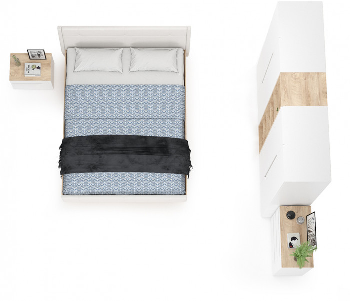 Муссон Спальня № 05, белый/дуб эндгрейн элегантный/искусственная кожа белая