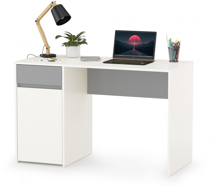 Торонто Компоновка № 03, цвет белый шагрень/стальной серый, ШхГхВ 280х53,1х195,7 см., универсальная сборка