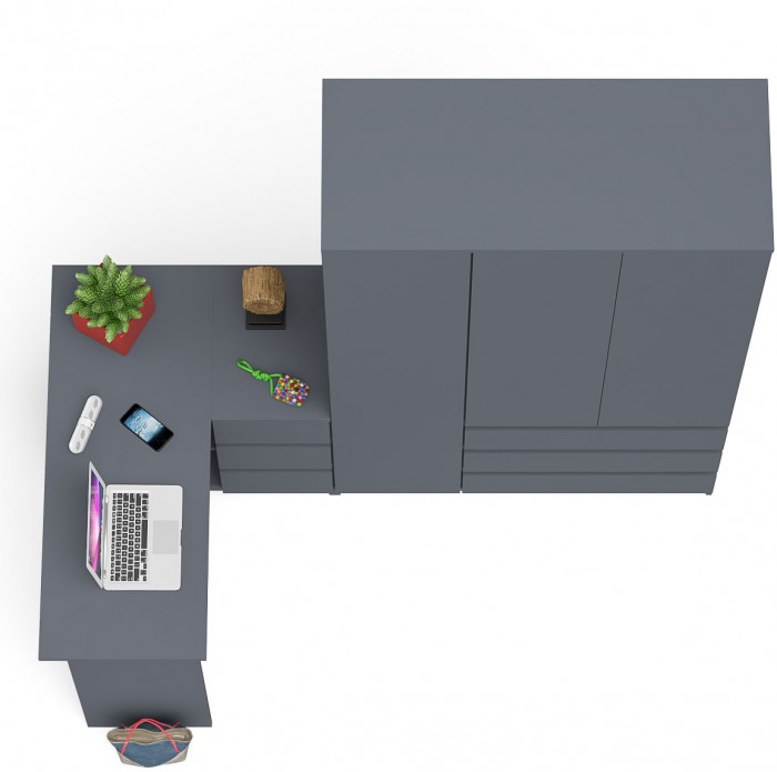 Мори компьютерный стол МС-16 правый + Шкаф МШ1200.1, графит