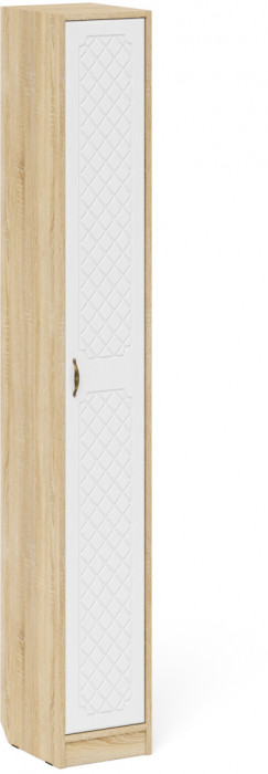 Прихожая П-6 Компоновка № 21, дуб сонома/фасады МДФ белое дерево фрезеровка ромб