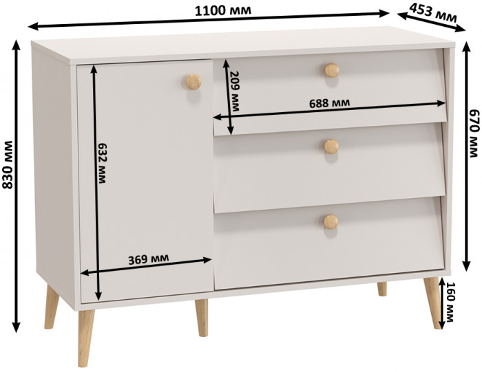 Афина Спальня Кровать 1200 + Комод, кашемир серый