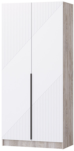 Шкаф Авис 1,0, Дуб эндгрейн/Белый софтач