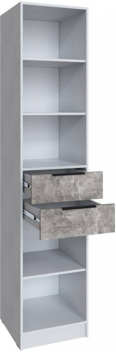 Шкаф Мадрид (0,5) с 2 ящиками, Белый/Ателье светлое