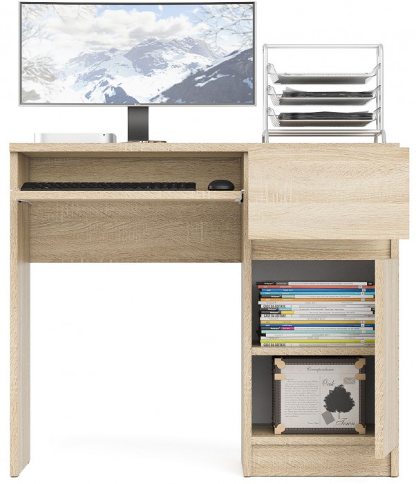 Мори компьютерный стол МС-1 правый, дуб сонома