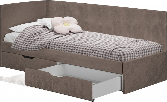 Кровать односпальная "Лео" КР-49 Белый/Маренго/ЛДСП настил