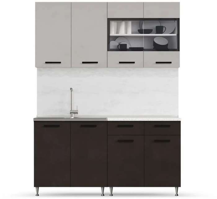 ЛДСП Кухня Рио NEW 1,6м бетон светлый/бетон темный