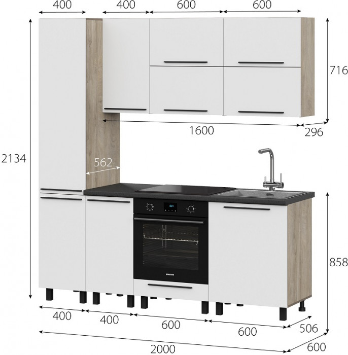 Кухня Этна 2.0 м. Комплект 2, софт вайт