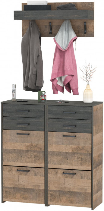 Трувор Прихожая 152, цвет дуб гранж песочный/интра, ШхГхВ 100х37х195 см.