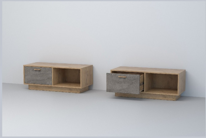 Эго Тумба Т-4 ПД (Глянец Белый/Бетон Светлый)