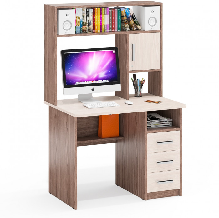 компьютерный стол С-МД-СК9, ясень шимо светлый/ясень шимо тёмный