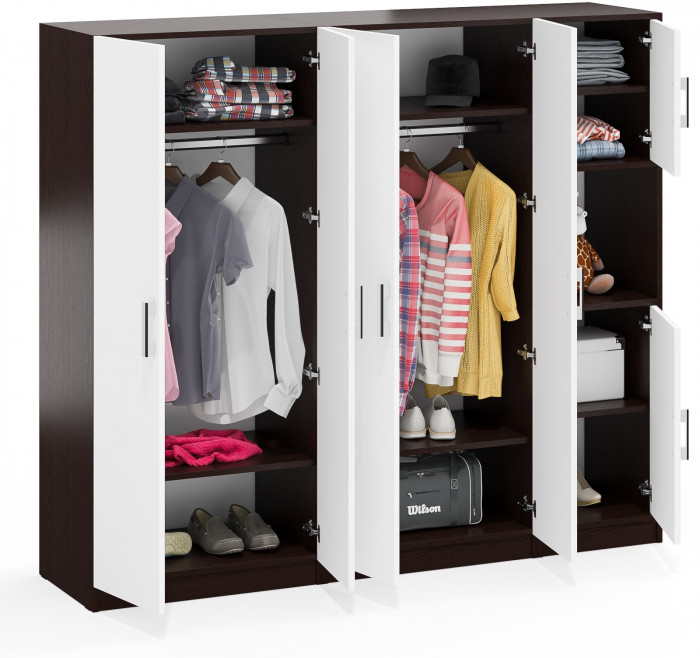 Шкаф С-МД-СК9Ш+Пенал С-МД-СК9П+Шкаф С-МД-СК9Ш, венге/белый шагрень