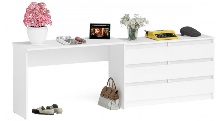 Мори письменный стол МСП1200.1 + Комод МК1200.6, белый