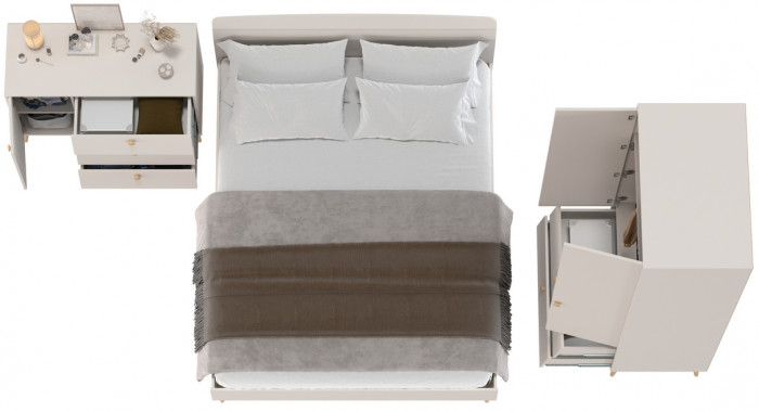 Афина Спальня 04-1600, цвет кашемир серый, сп.м. 1600х2000 мм., б/м, основание есть - фанера