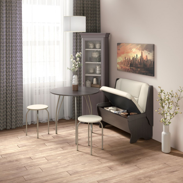 Кухонный набор Лотос скамья 950 - стол - табурет / венге/крем