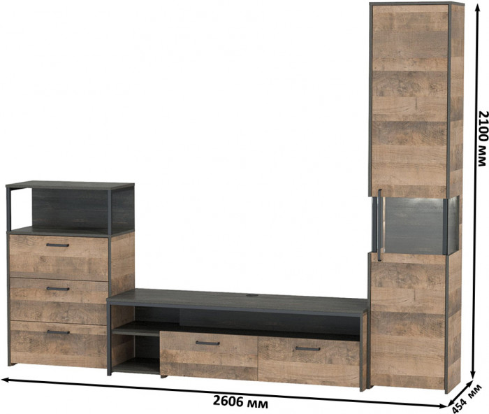 Трувор Гостиная 024, дуб гранж песочный/интра