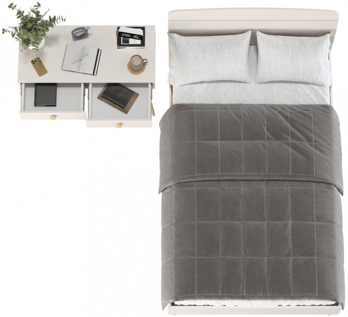 Афина Спальня Кровать 1200 + Стол, кашемир серый