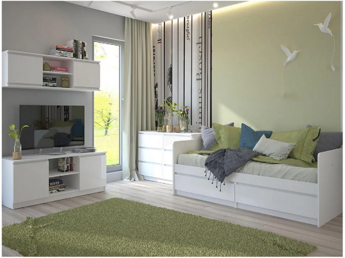 Модульная детская Челси, композиция 1 (Белый глянец, Дуб Сонома)