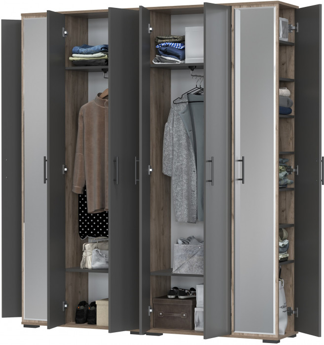 Две прихожих Домино-мини 2-3421дкт/граф, дуб крафт табачный/графит