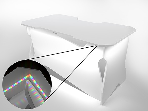 Игровой компьютерный стол RVG с подсветкой Белый/Белый 120