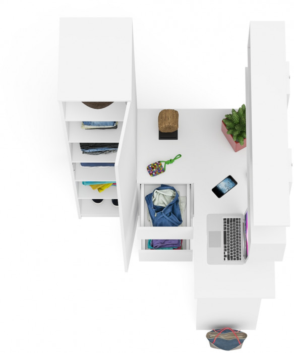 Мори компьютерный стол МС-16 левый + Пенал МШ400.1 + Полка 1200, белый