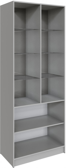 Шкаф Мадрид (0,9) с 2 витринами, Камень серый