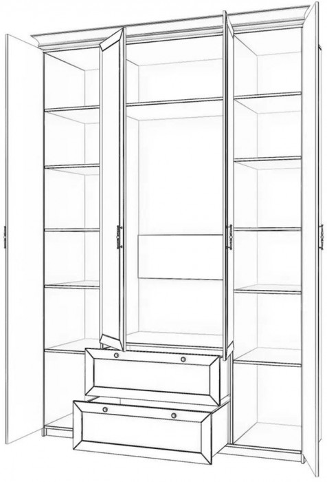Бэль Шкаф четырехдверный + Карнизы 1602/550 Слоновая кость