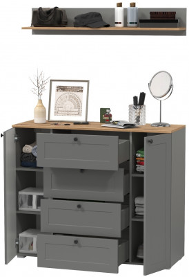 Остин Прихожая 72, цвет серый графит/дуб крафт золотой, ШхГхВ 120х41,9х160 см.