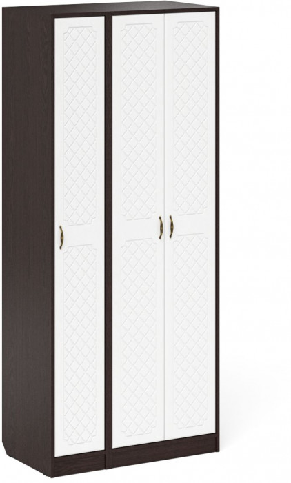 Прихожая П-6-500 Шкаф + Пенал, цвет венге/фасады МДФ белое дерево фрезеровка ромб, ШхГхВ 90х50х210 см., универсальная сборка