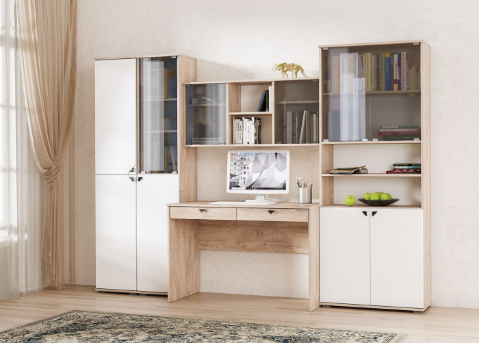 КР100 Бостон 12.69 Стол компьютерный, цвет дуб эндгрейн элегантный, ШхГхВ 115,2х57,2х76 см.