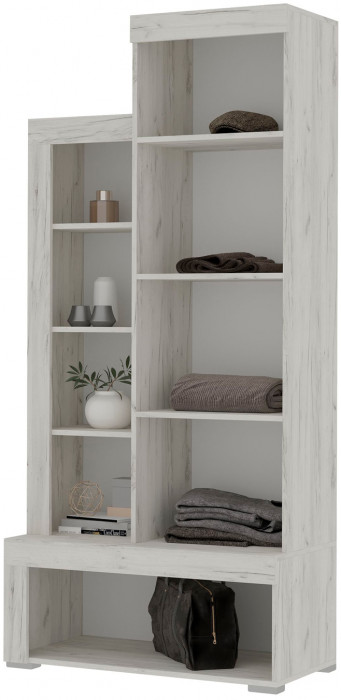 Гранд стеллаж 01 (ШК 5) (0.896х1,945х0,449) дуб крафт белый