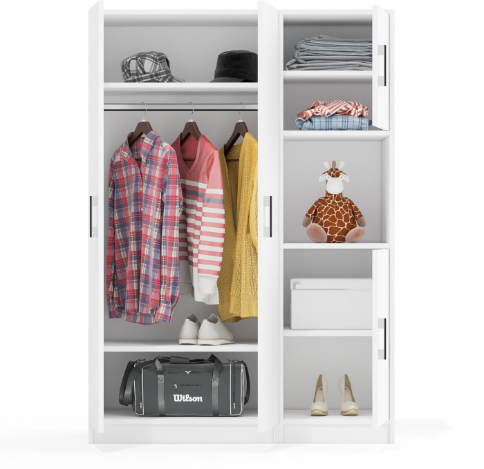 Шкаф С-МД-СК9Ш+Пенал С-МД-СК9П, белый шагрень