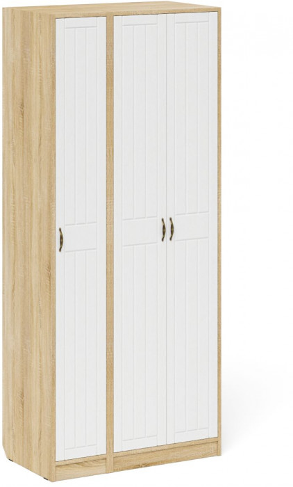 Прихожая П-6-500 Шкаф + Пенал, цвет дуб сонома/фасады МДФ белое дерево фрезеровка прованс, ШхГхВ 90х50х210 см., универсальная сборка