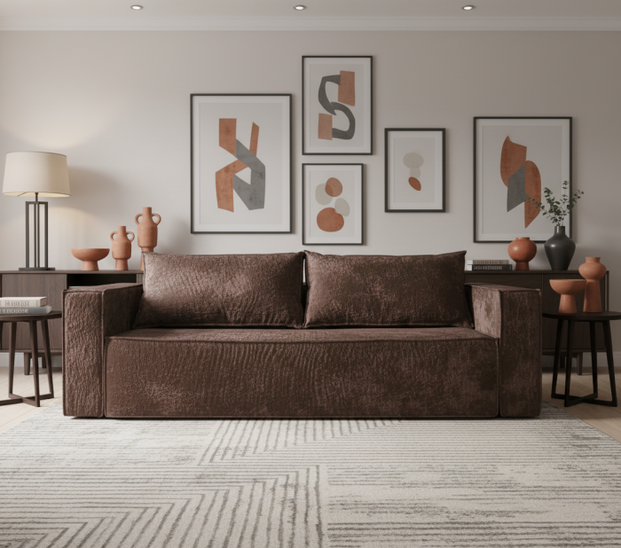 Диван-еврокнижка Лофт Люкс Плюш, 140х195, коричневый