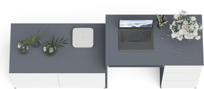 Мори компьютерный стол МС-6 правый + Тумба МА900.1, графит/белый