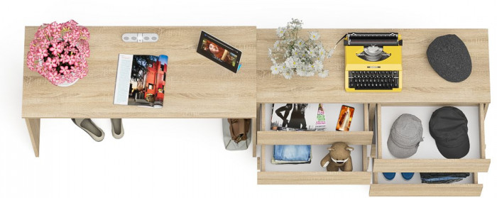 Мори письменный стол МСП1200.1 + Комод МК1200.6, дуб сонома