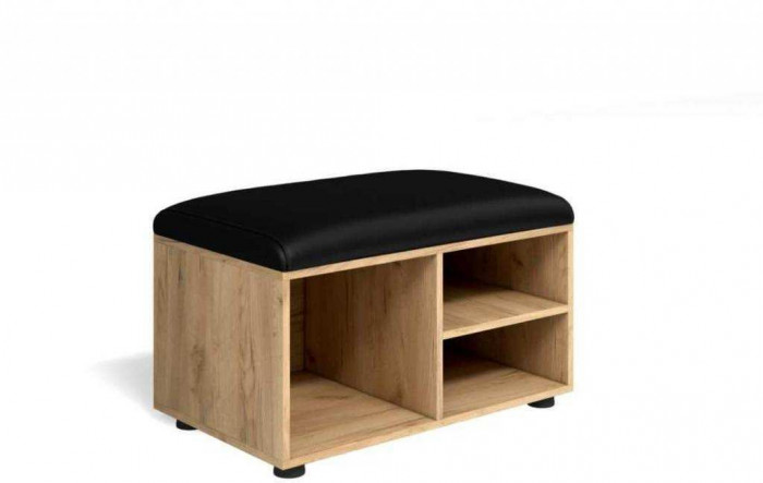 Тумба Мини-Лайт МЛ-5 дуб крафт/ателье/черный к/з