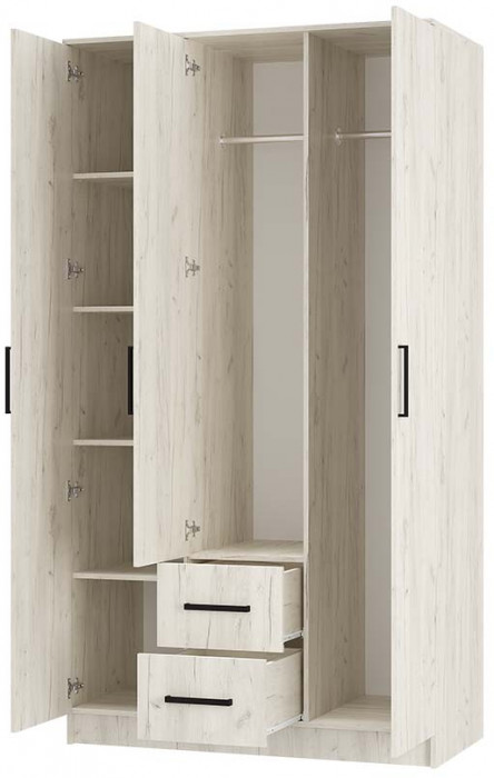 "Фиеста" шкаф 3-х створчатый (1200х2216х610) дуб крафт белый