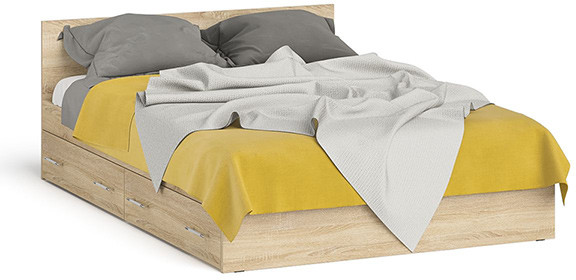 Мори Кровать с ящиками 1400, дуб сонома