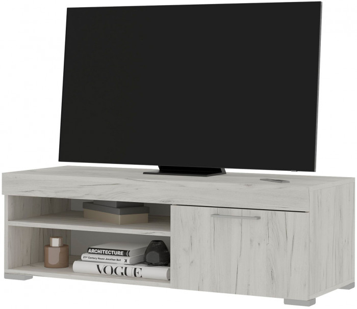 Гранд тумба под ТВ (1,202 х0,391х0,449) дуб крафт белый