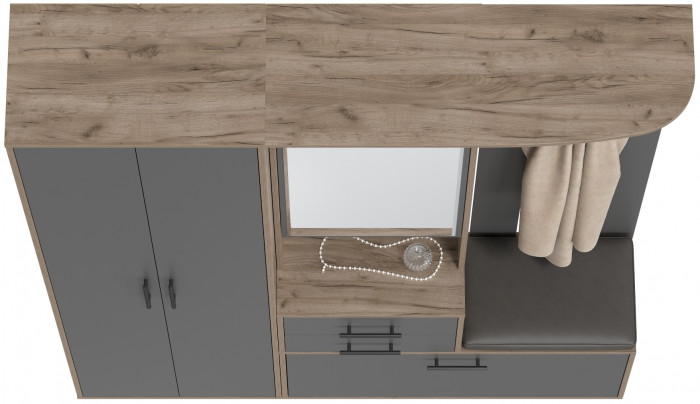 Прихожая 2-3430+2-3431дкт/граф Домино - Комплект для прихожей, дуб крафт табачный/графит