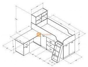 Детская кровать-чердак Дюймовочка-1, Белый / Салатовый