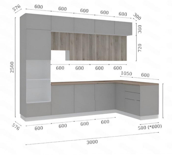 Кухня комплектация №6 Шарли бриз (МФ11)/кашемир