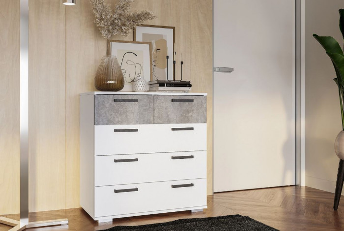 Комод "Стандарт №5" NEW (800х828х460) белый/цемент светлый