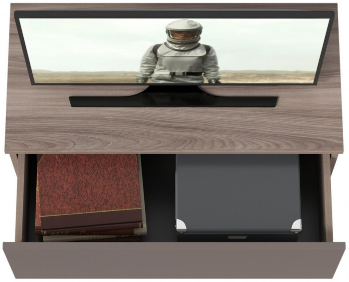 Роквуд Тумба под ТВ 16.54.01, цвет корпус ДСП эмили блаш/фасады МДФ графит мягкая шагрень, ШхГхВ 76,8х36,8х32 см.