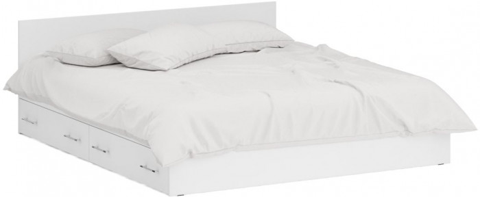 Спальня Стандарт 2-1800Я, цвет белый, ШхГхВ 183,5х203,5х70 + 171,2х81,2х200 см., сп.м. 1800х2000 мм., без матраса, основание есть