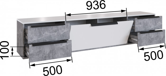 Малави Тумба для ТВ МТВ-1 ателье светлое/белый глянец